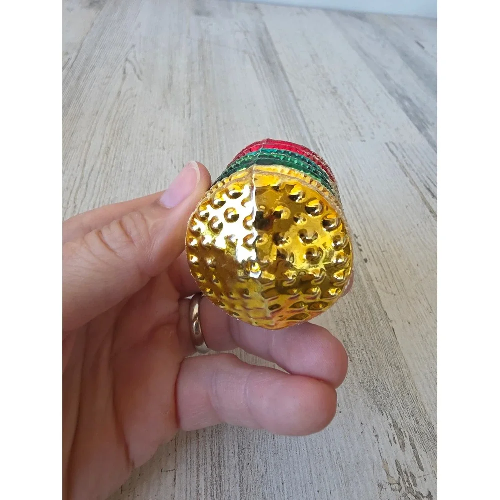 Vintage West Germany barrel rainbow Micah glass ornament Xmas tree